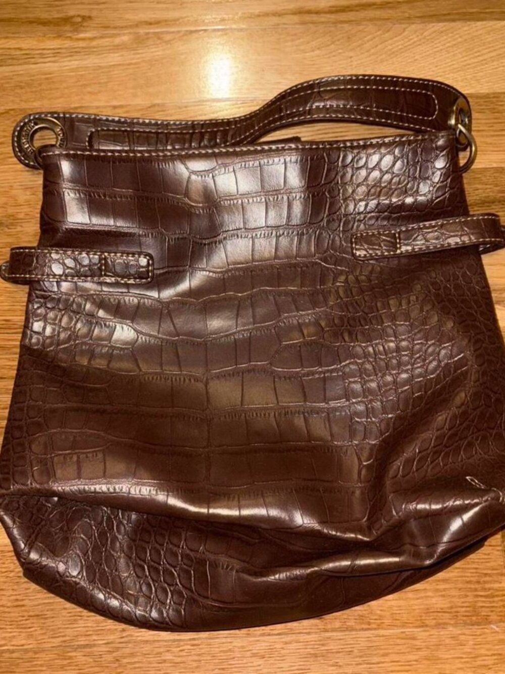 Vintage Tommy Hilfiger Brown Croc-Embossed Shoulder Bag